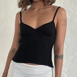 NWT Motel Rocks REY CAMI Triangle CROP TOP IN BLACK XS